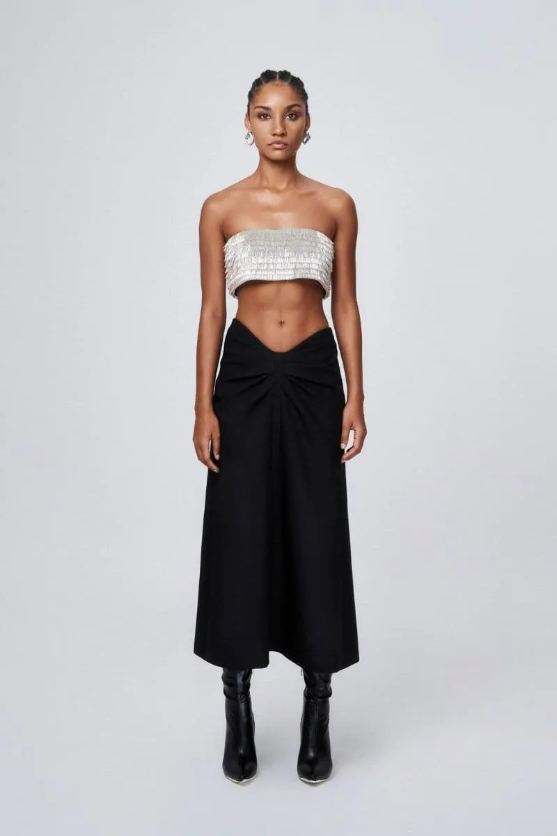 BLACK MIDDLE MIDI SKIRT