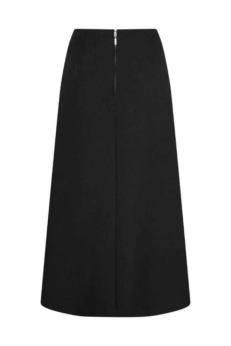 BLACK MIDDLE MIDI SKIRT