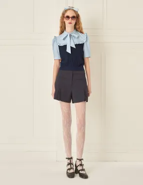 BORA AKSU Butterfly Lace-Up Puff Sleeve Fake Two-Piece Top