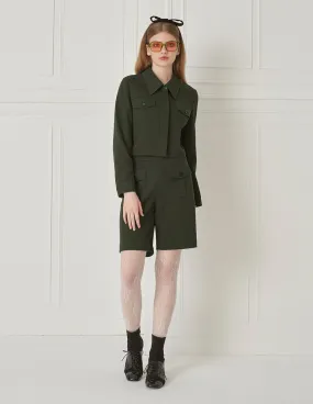 Bora Aksu Lapel Collar Wool Cropped Jacket