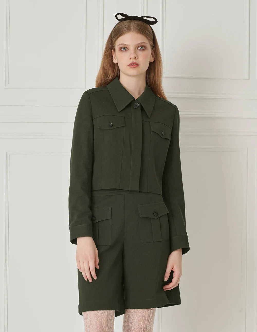 Bora Aksu Lapel Collar Wool Cropped Jacket