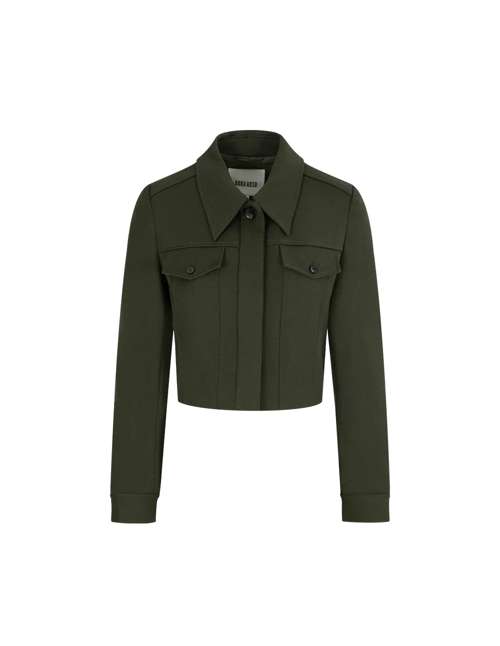 Bora Aksu Lapel Collar Wool Cropped Jacket