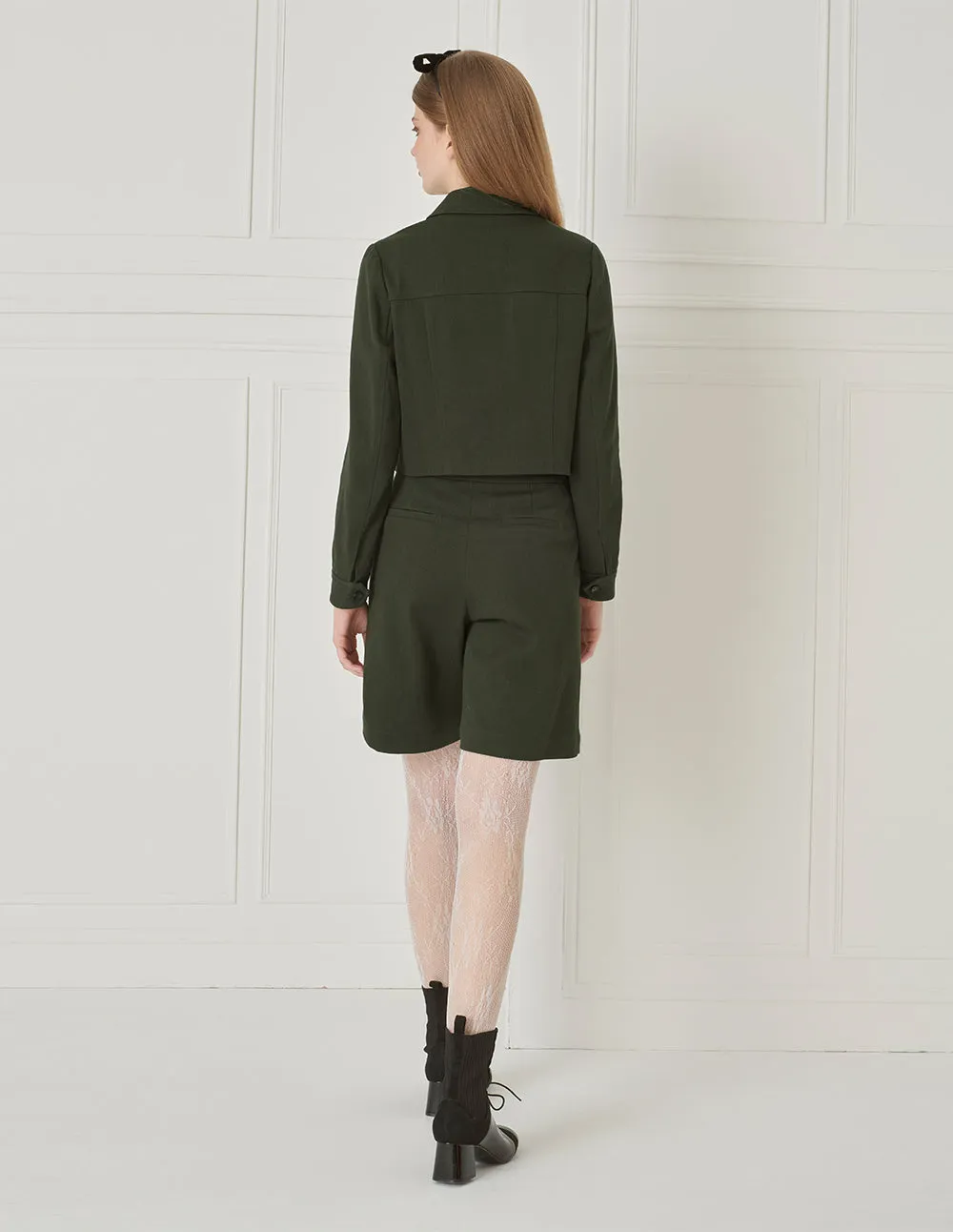 Bora Aksu Lapel Collar Wool Cropped Jacket