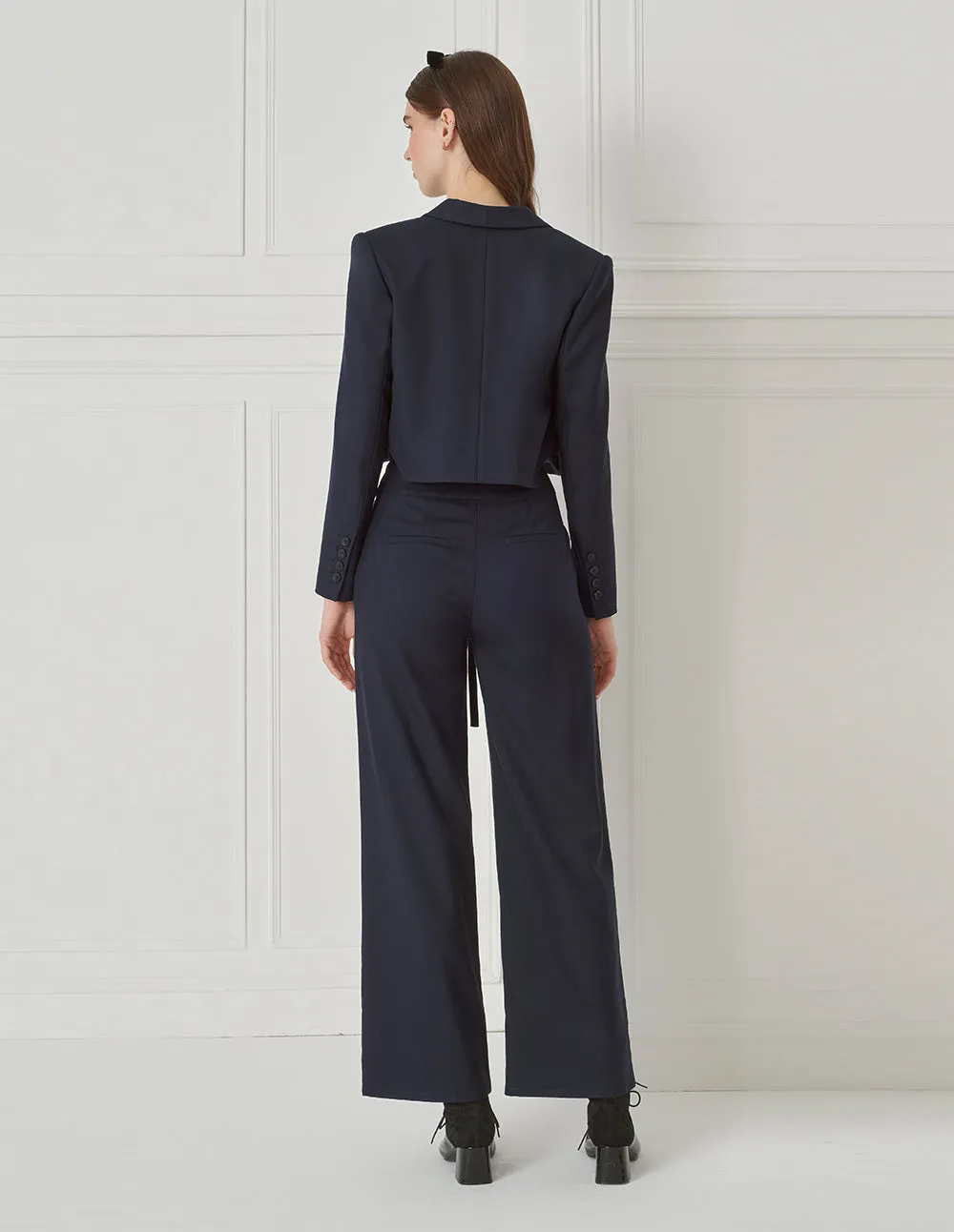 BORA AKSU Shawl Collar Cropped Blazer