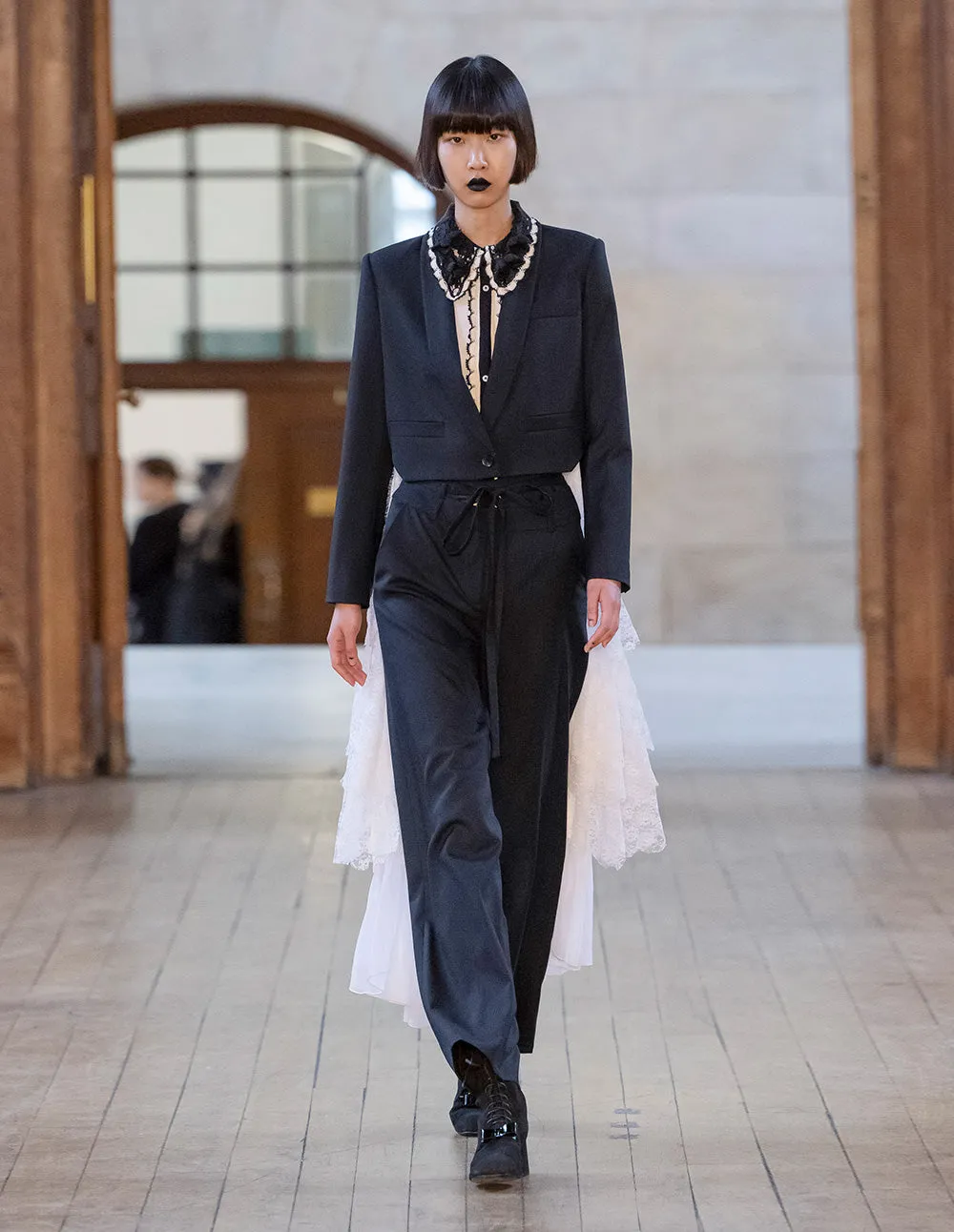 BORA AKSU Shawl Collar Cropped Blazer