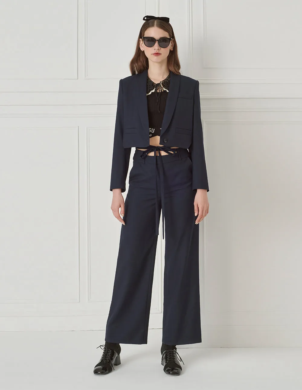BORA AKSU Shawl Collar Cropped Blazer