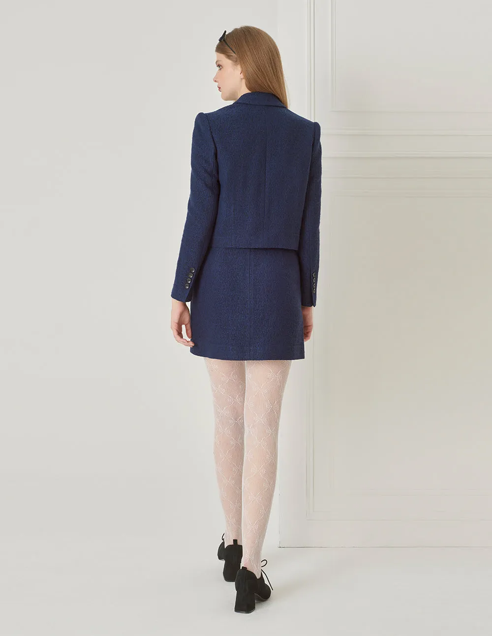 BORA AKSU Woollen Tweed Short Blazer