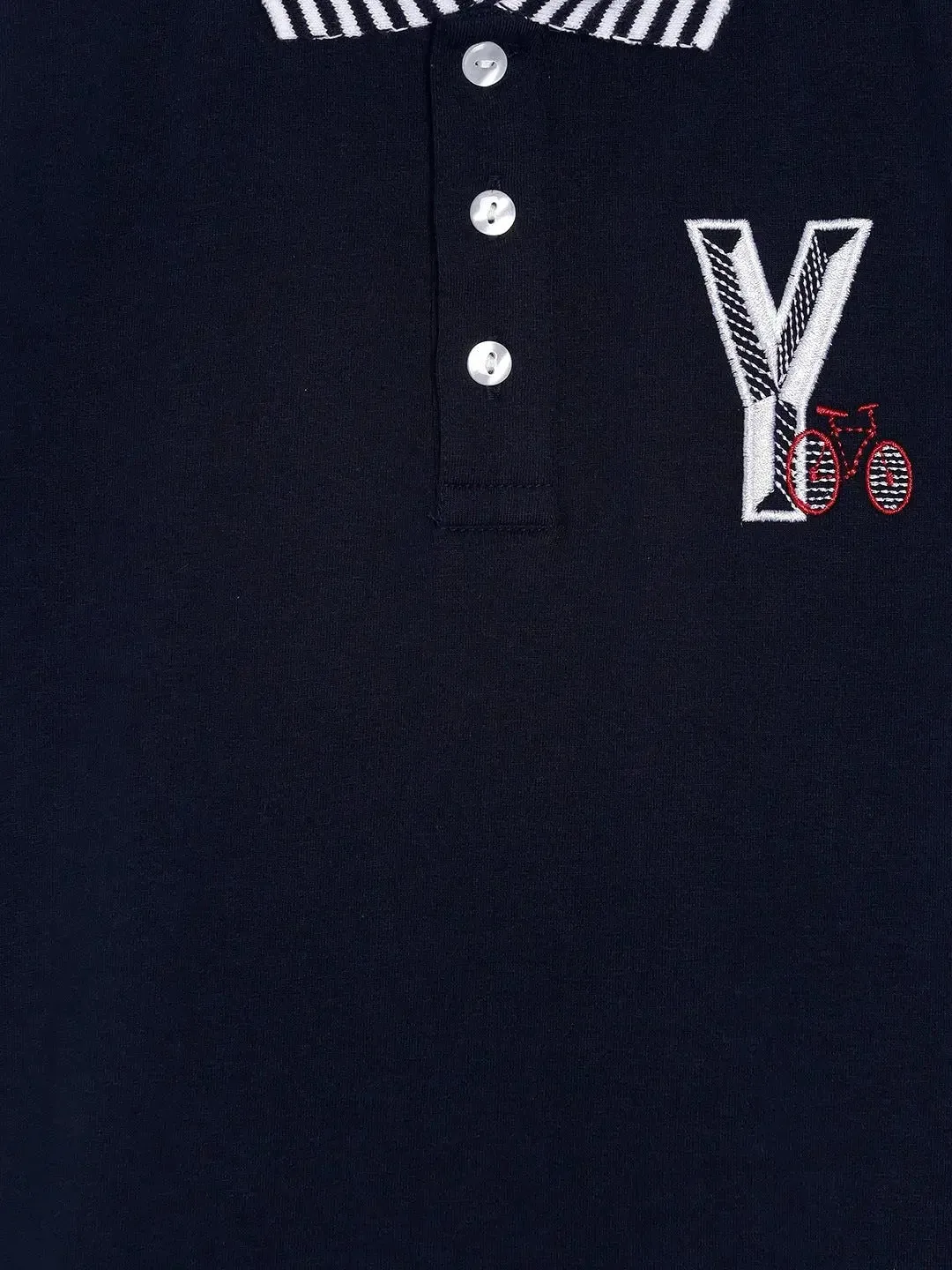Boys Black Solid Polo Cotton T-shirt