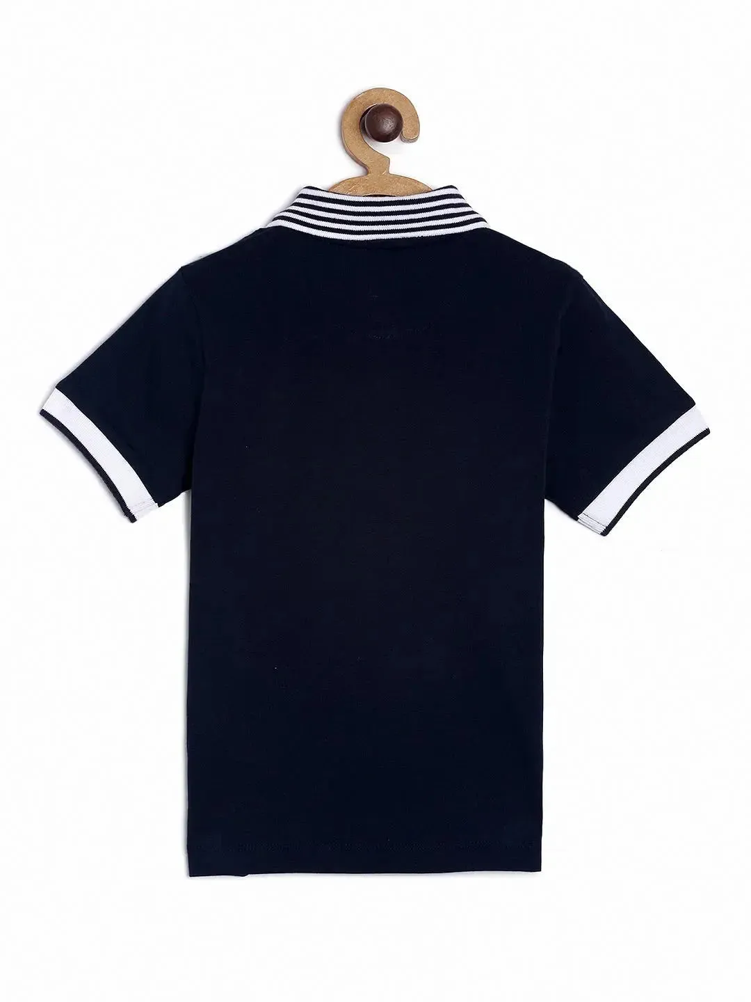 Boys Black Solid Polo Cotton T-shirt