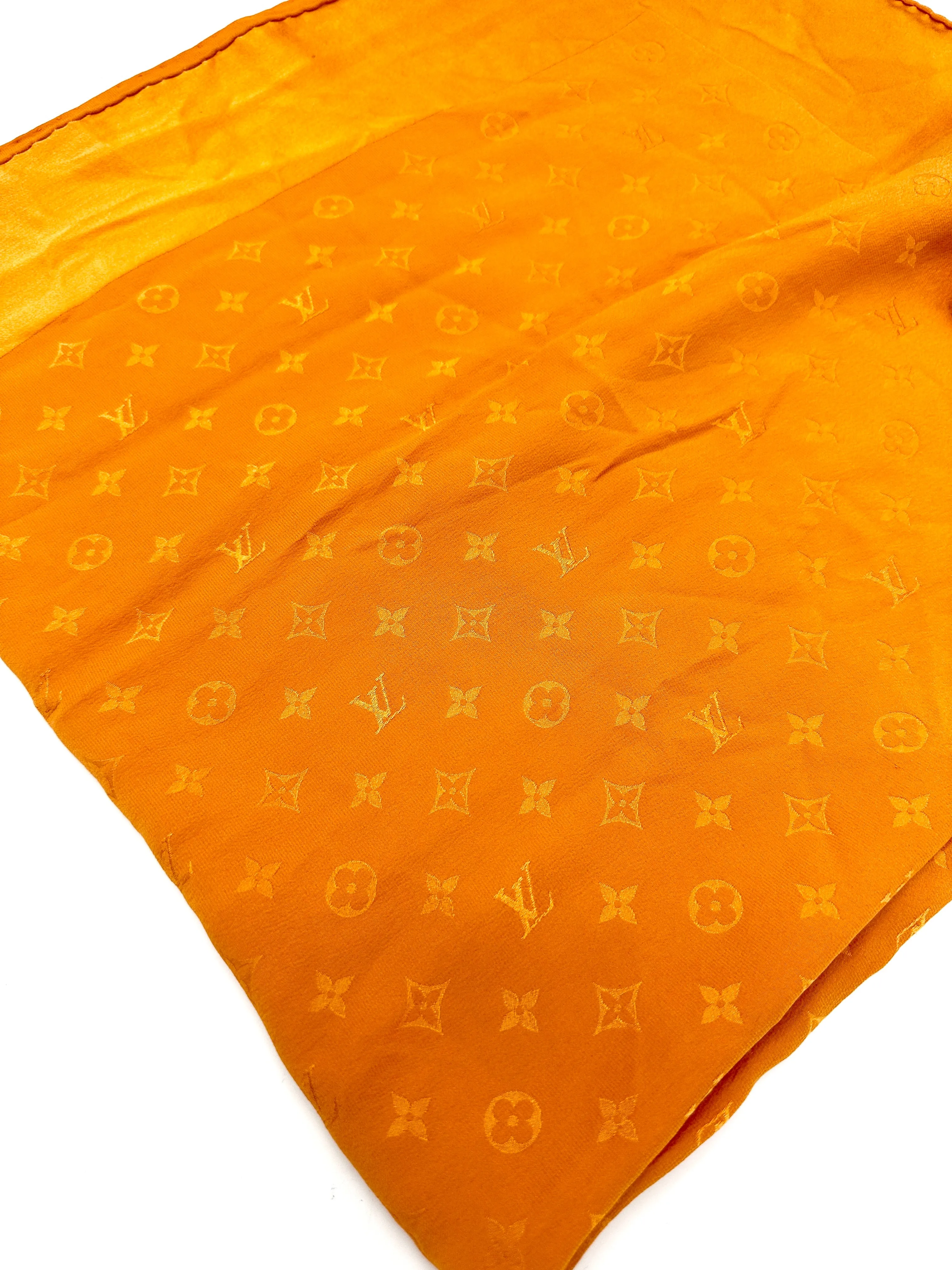 Burnt Orange Monogram Silk Scarf