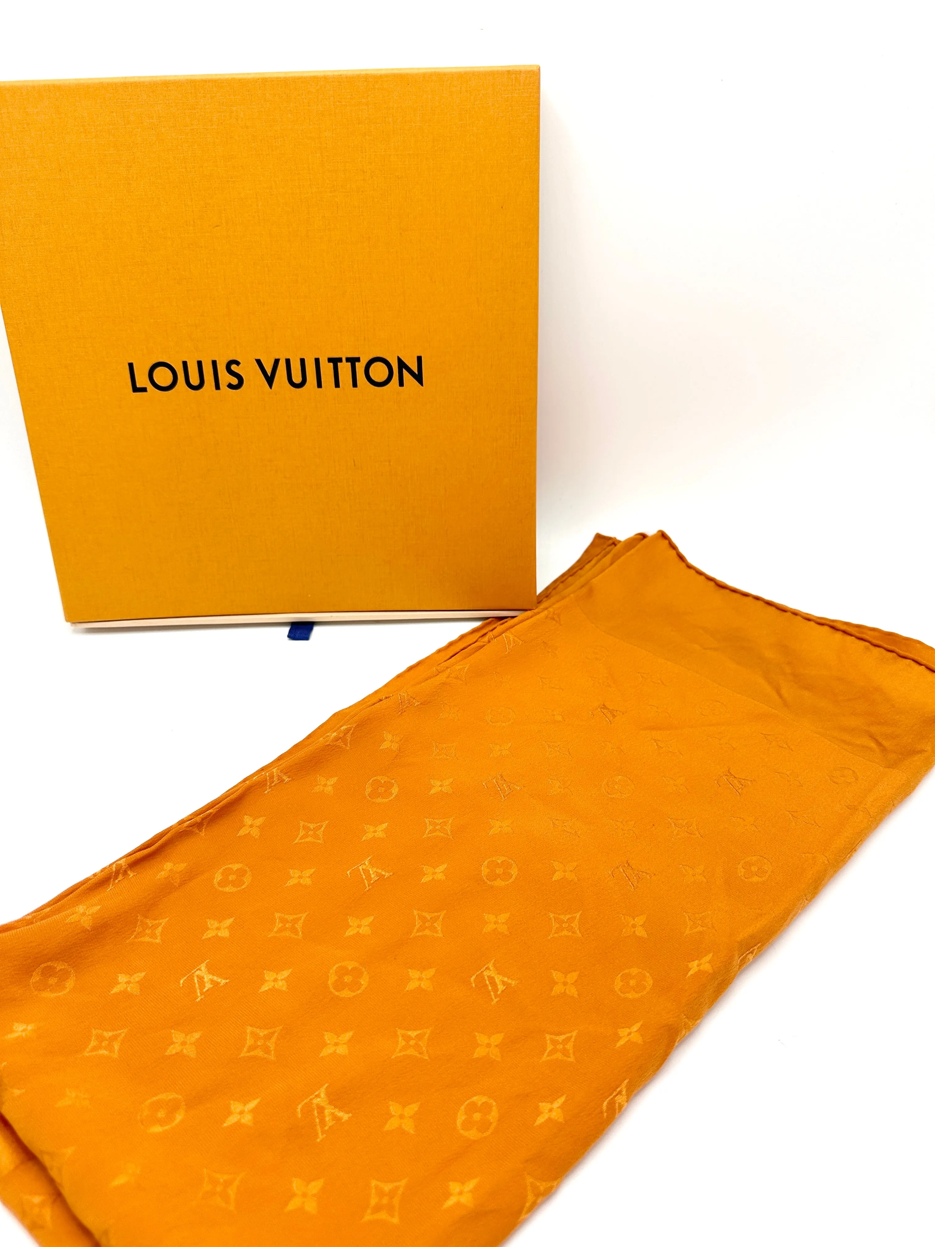 Burnt Orange Monogram Silk Scarf