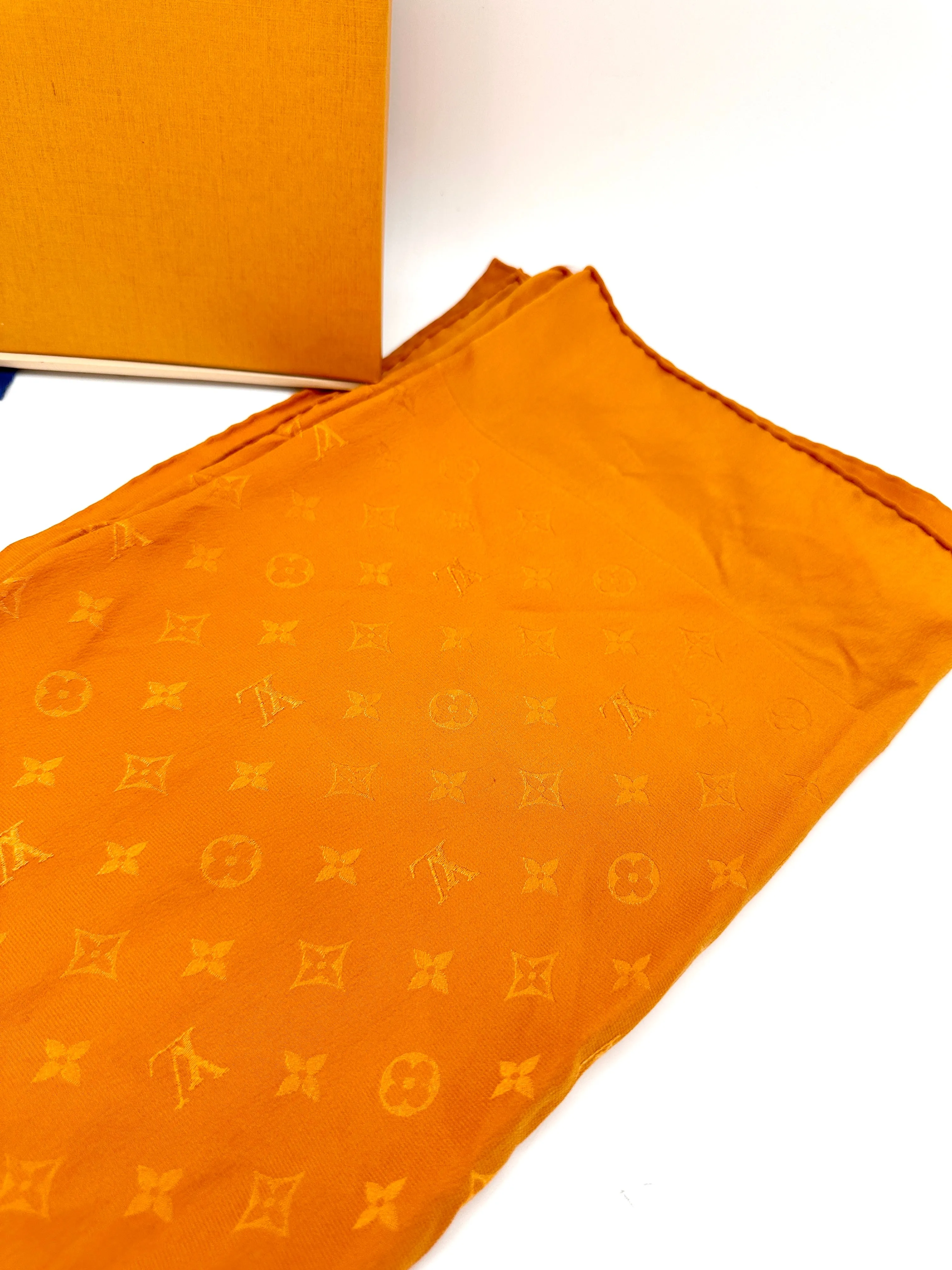 Burnt Orange Monogram Silk Scarf