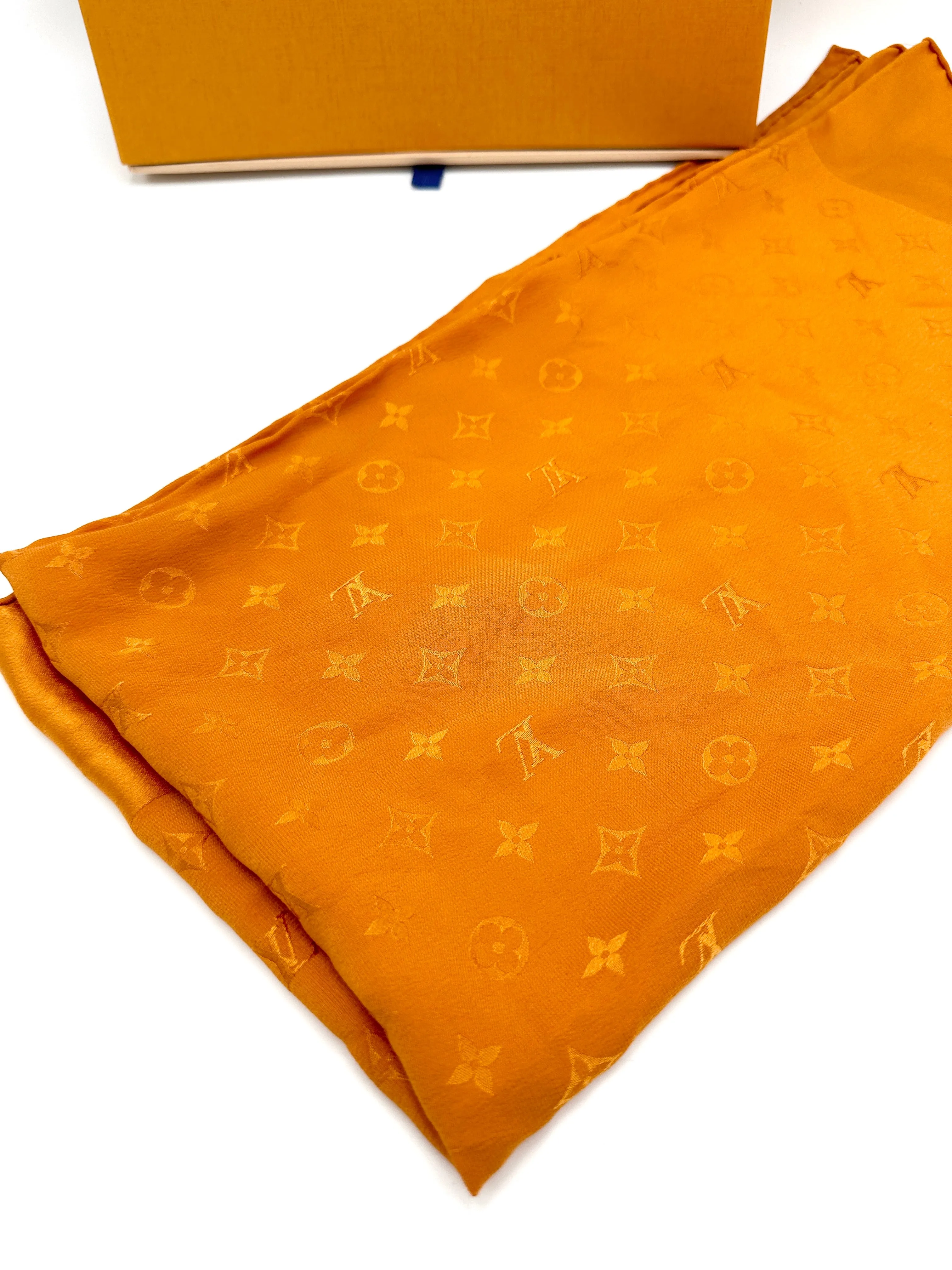 Burnt Orange Monogram Silk Scarf
