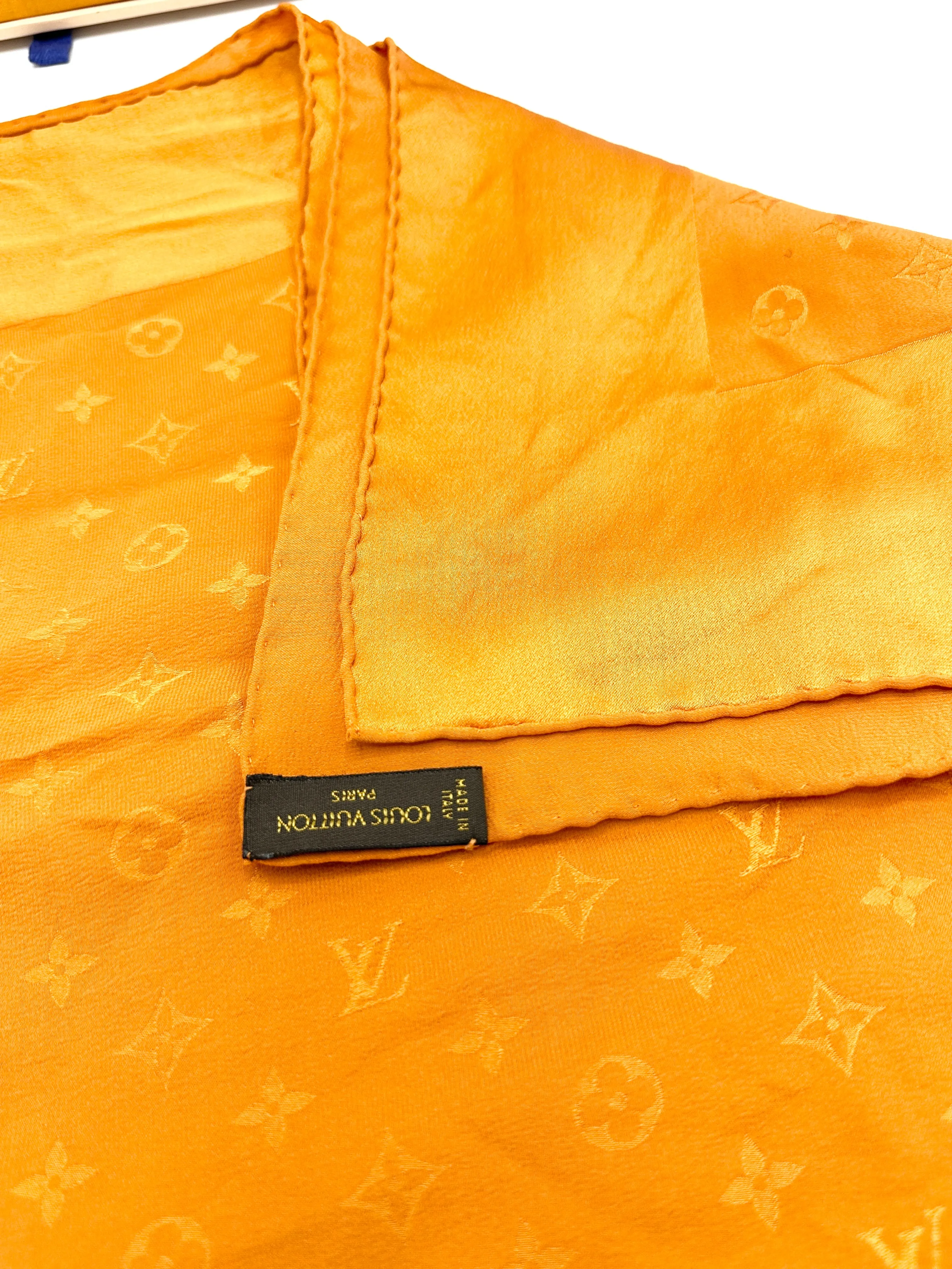Burnt Orange Monogram Silk Scarf