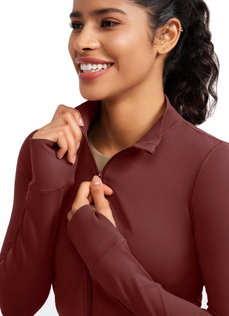 Butterluxe Full Zip Cropped Jackets with Thumb Holes
