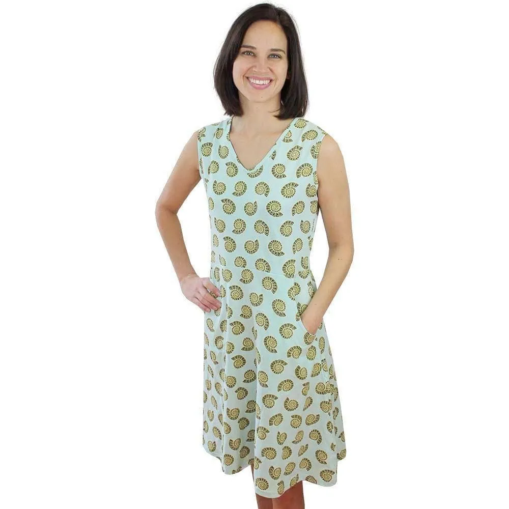 Chambered Nautilus Fossil Sleeveless Eileen Dress