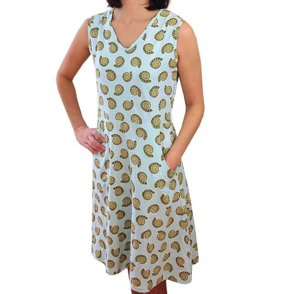 Chambered Nautilus Fossil Sleeveless Eileen Dress
