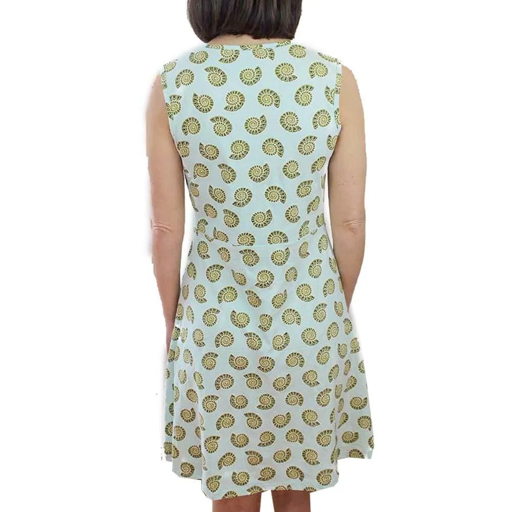 Chambered Nautilus Fossil Sleeveless Eileen Dress