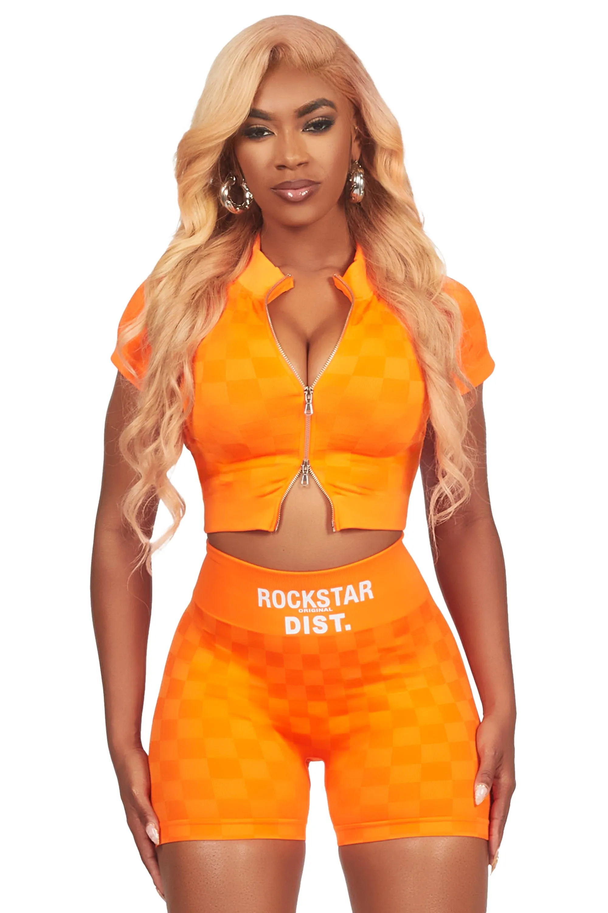 Check Her Out Orange Bike Short Set
