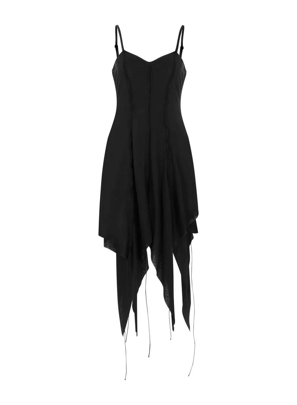 Chic Asymmetrical Witch Slip Dress with Punk Accents