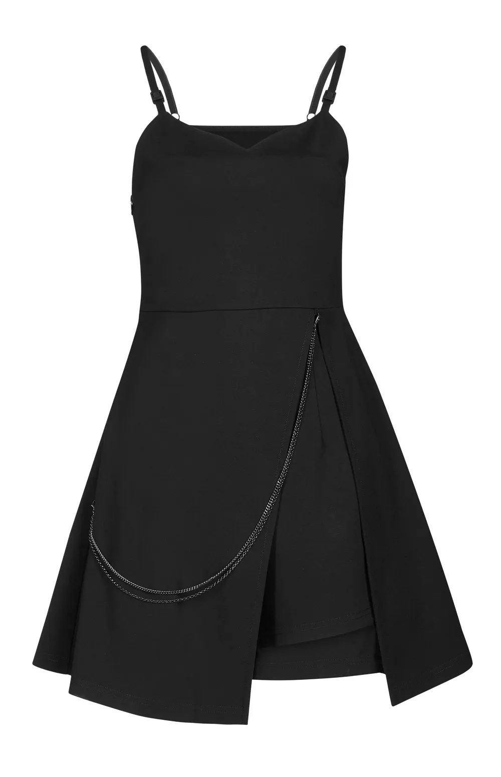 Chic V-Neck Dress with Detachable Chain Accent