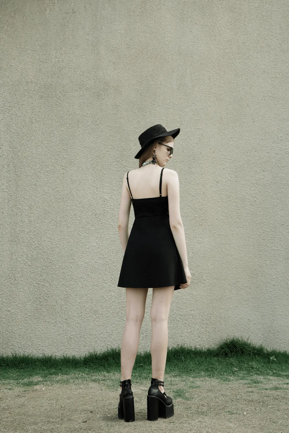 Chic V-Neck Dress with Detachable Chain Accent