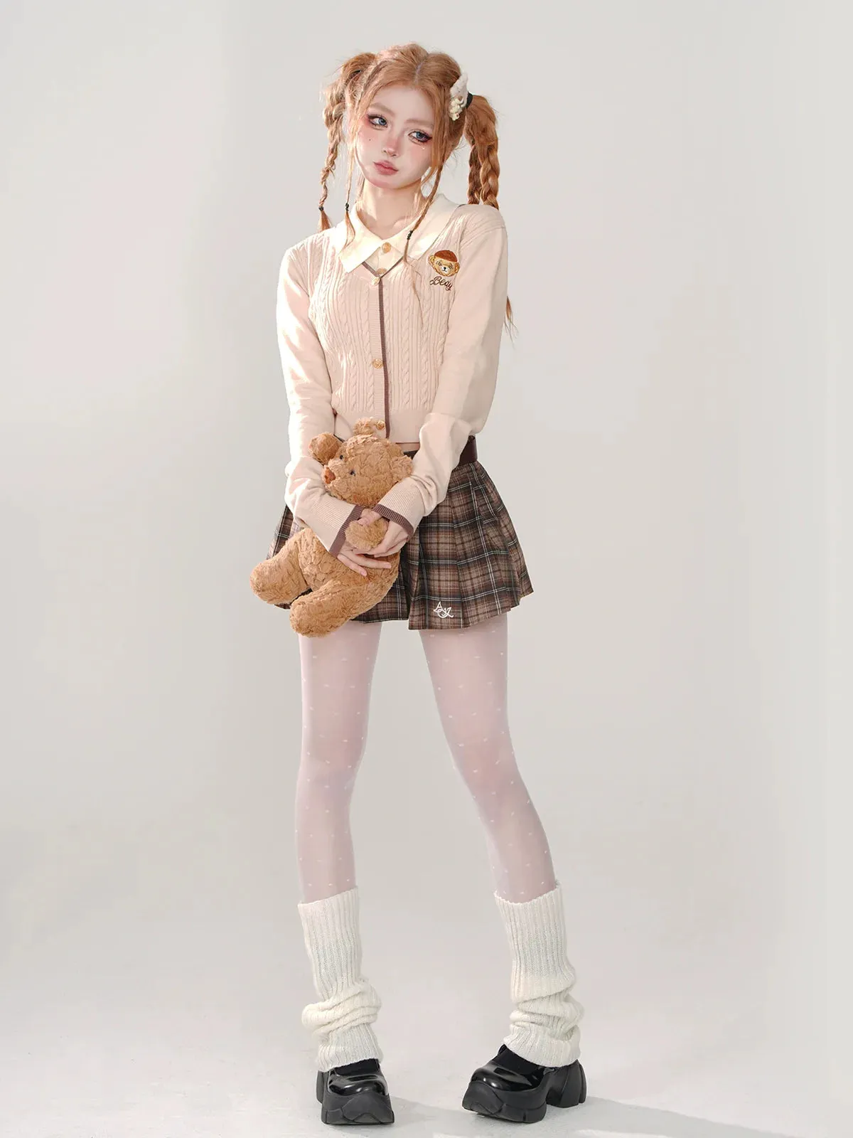 Collar Sunny Faux Polo Two-piece Knit College Bear