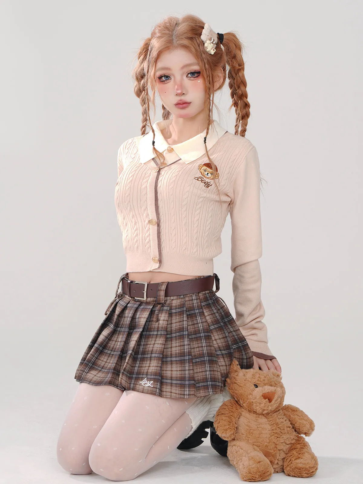 Collar Sunny Faux Polo Two-piece Knit College Bear