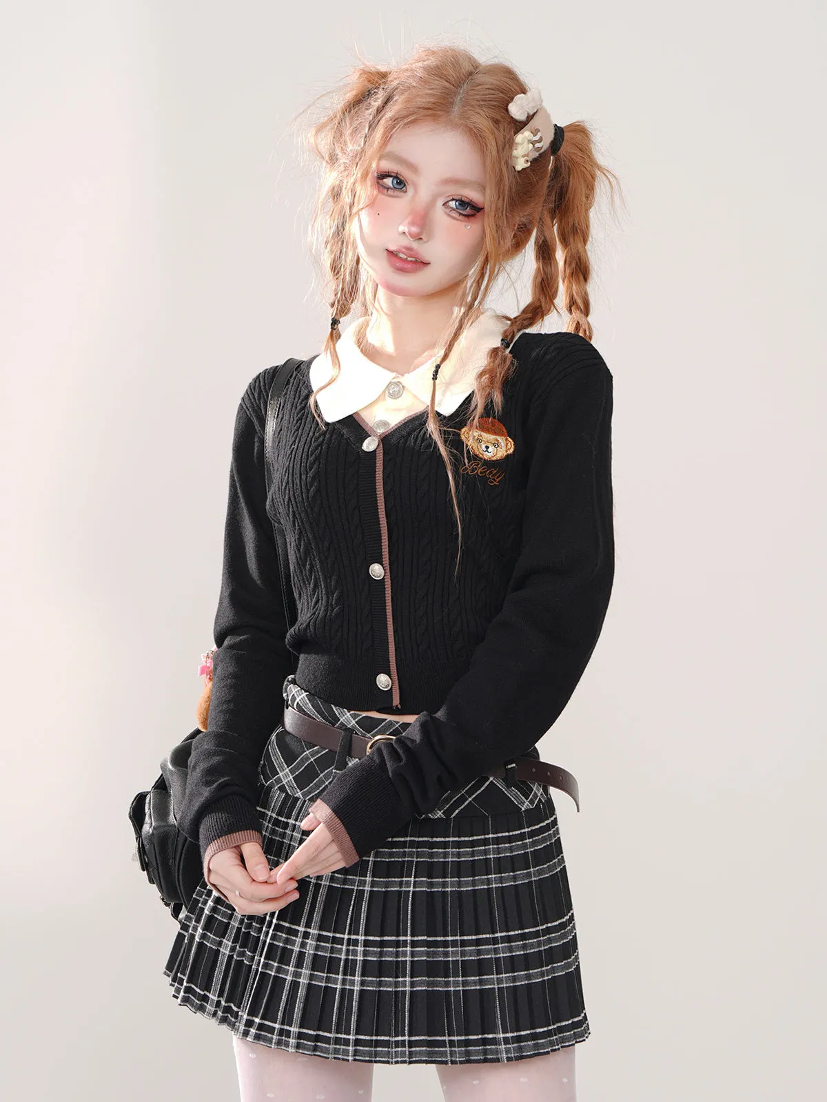 Collar Sunny Faux Polo Two-piece Knit College Bear