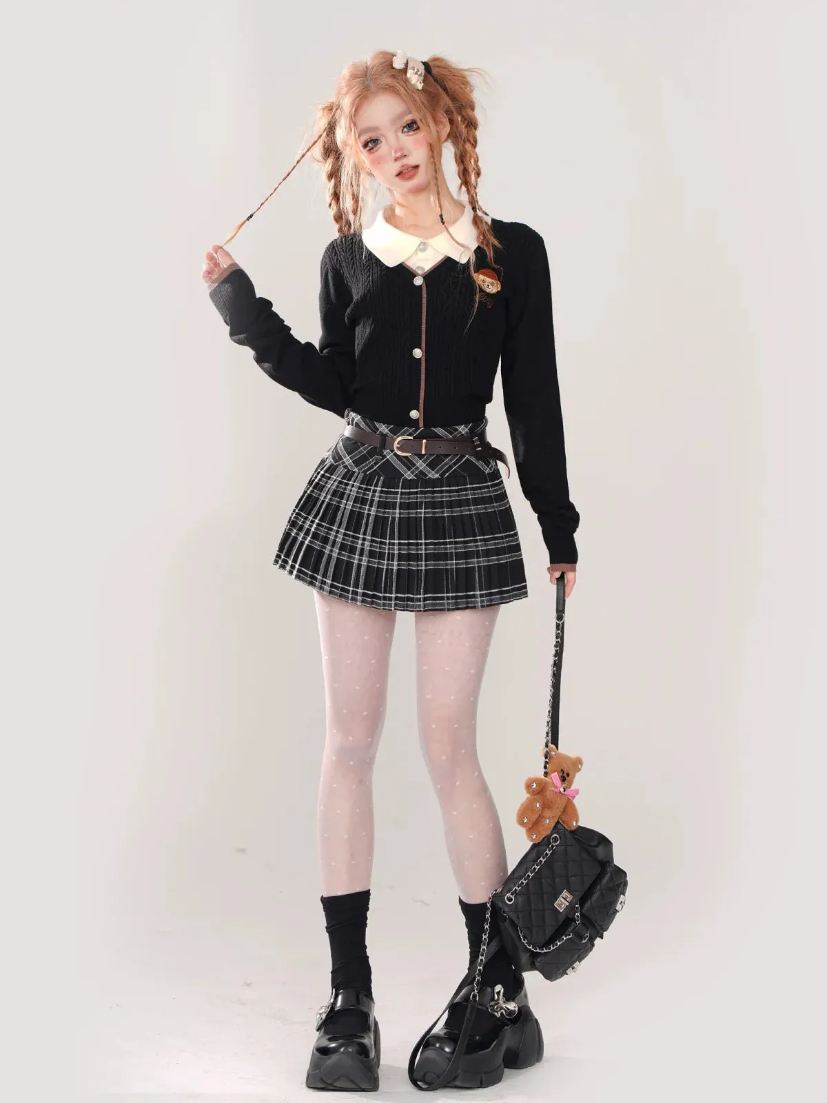 Collar Sunny Faux Polo Two-piece Knit College Bear
