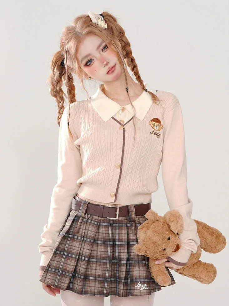 Collar Sunny Faux Polo Two-piece Knit College Bear