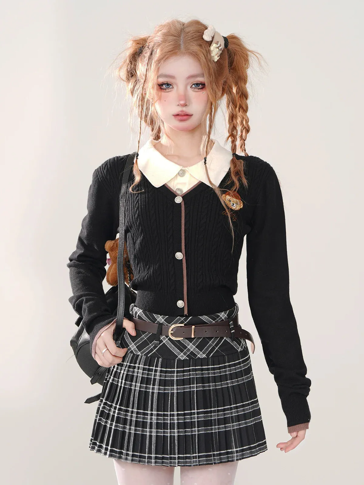 Collar Sunny Faux Polo Two-piece Knit College Bear