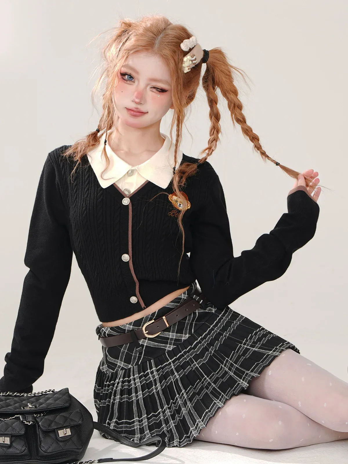 Collar Sunny Faux Polo Two-piece Knit College Bear