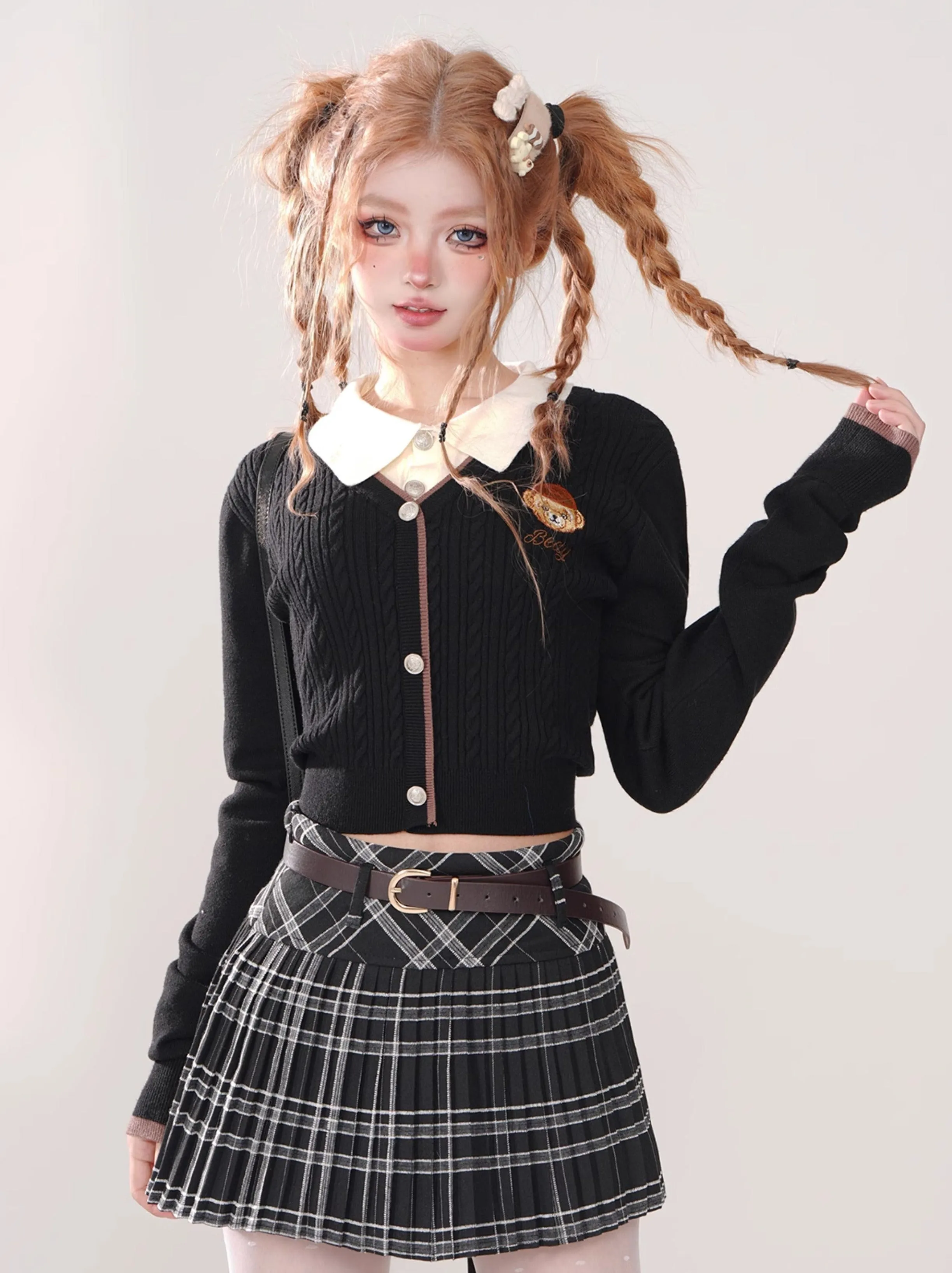 Collar Sunny Faux Polo Two-piece Knit College Bear
