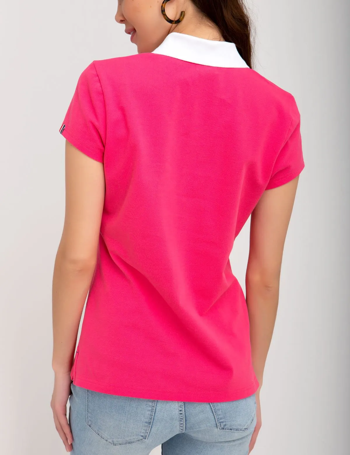 CONTRAST LACE UP POLO SHIRT