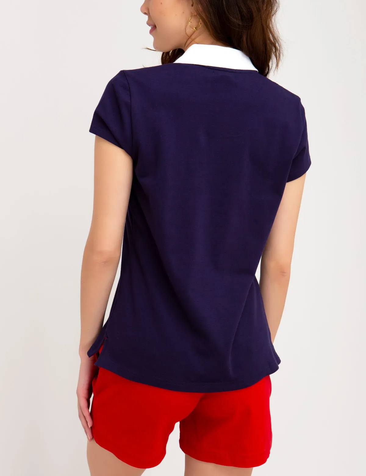 CONTRAST LACE UP POLO SHIRT