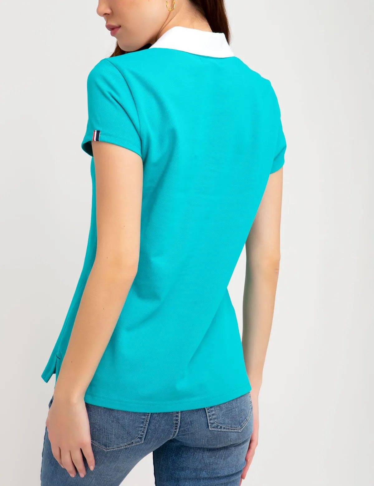 CONTRAST LACE UP POLO SHIRT
