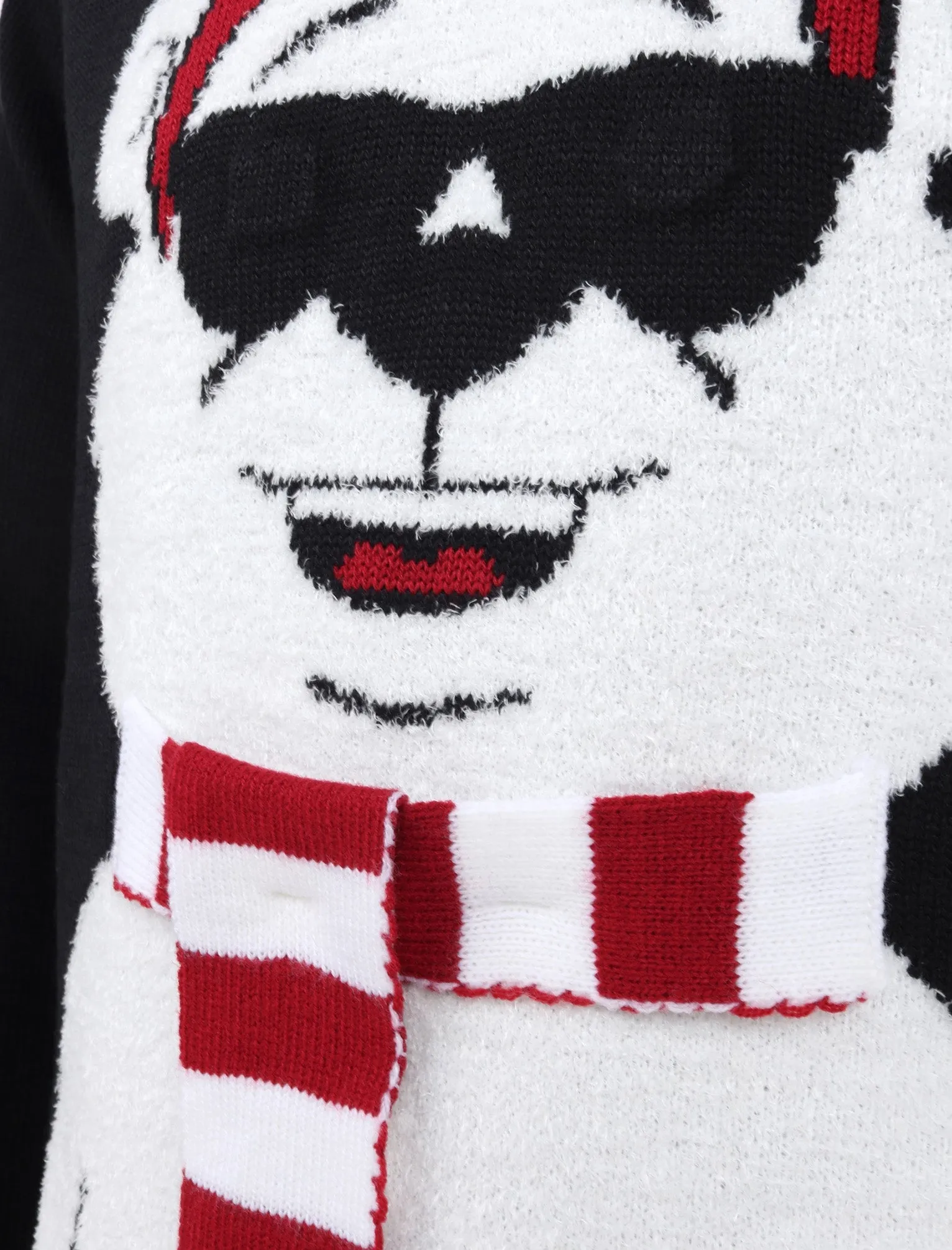 Cool Polar Bear Motif LED Light Up Novelty Christmas Jumper in Jet Black - Merry Christmas