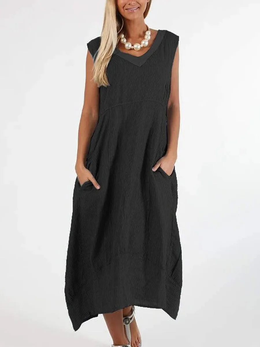Cotton and Linen Casual Short Sleeve Dress