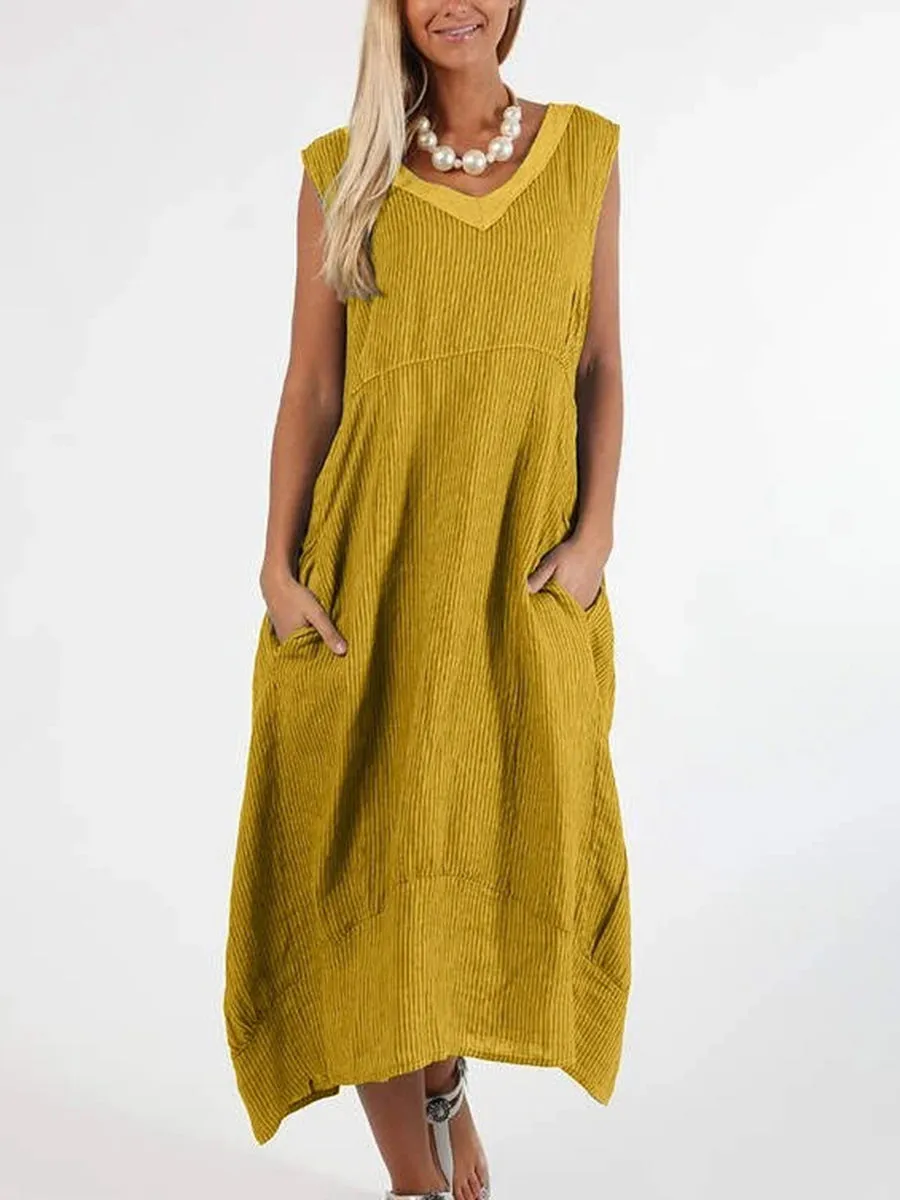 Cotton and Linen Casual Short Sleeve Dress