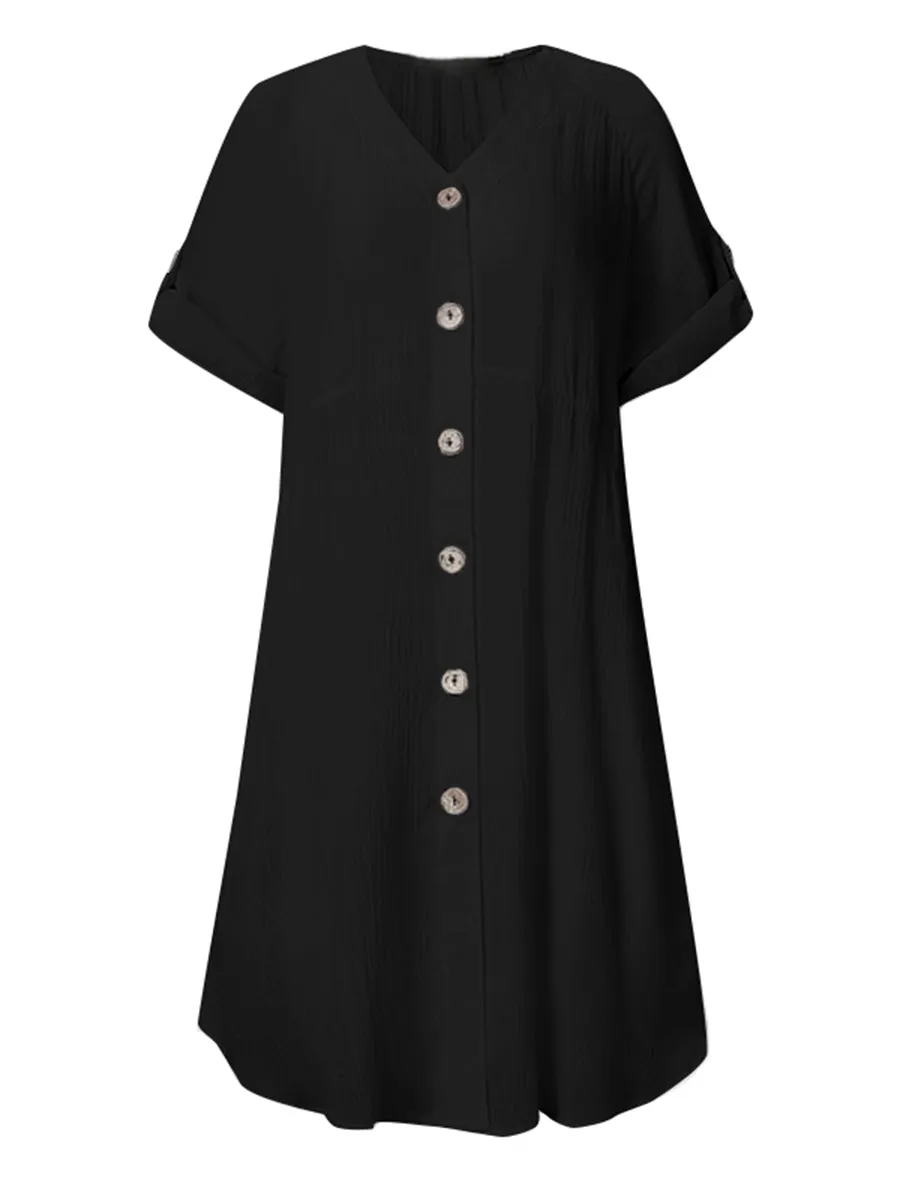 Cotton Linen Button Dress