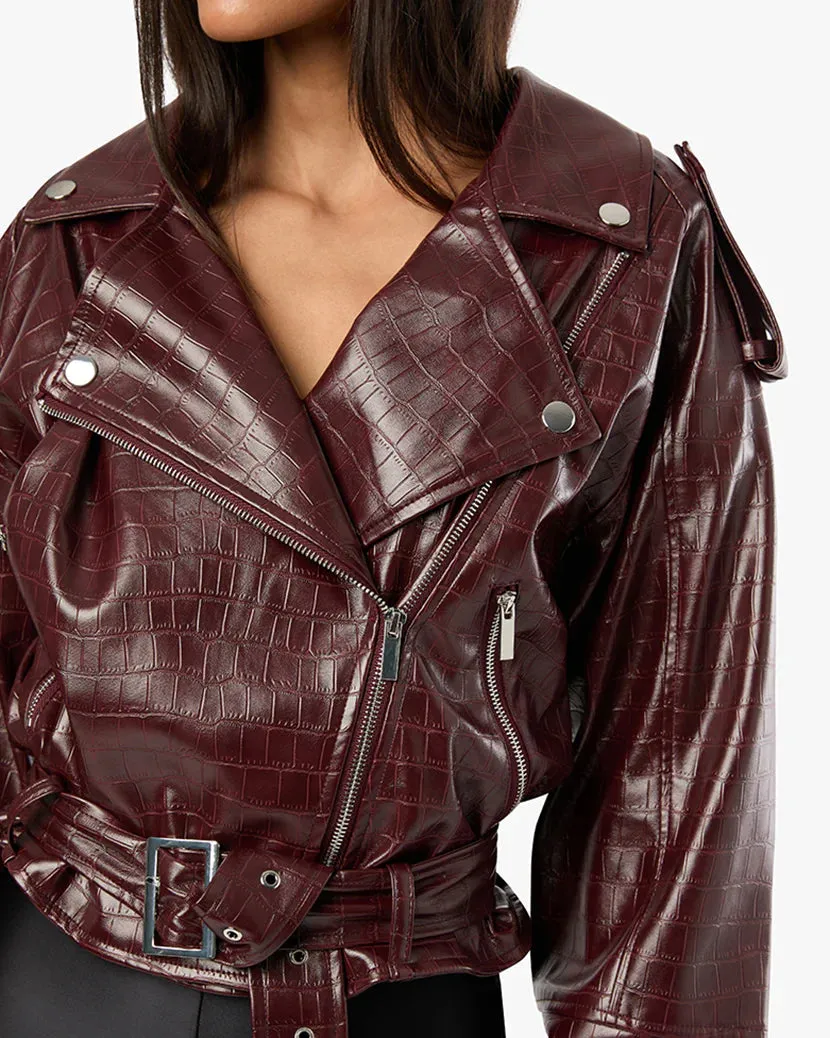 Cropped Moto Jacket Merlot