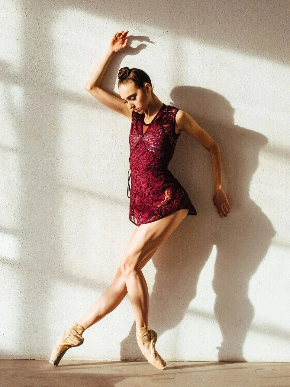 Danya Wrap Dress Sangria Bella Lace RTW