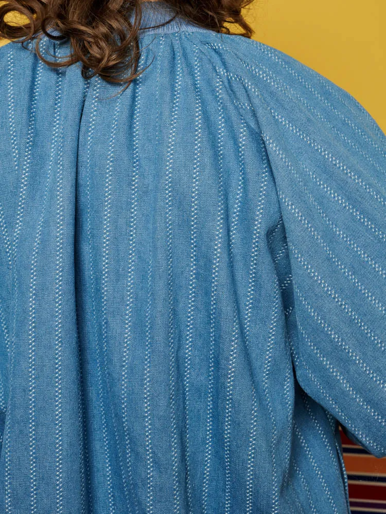 Deborah Striped Denim Bomber Jacket