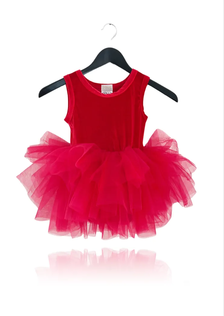 DOLLY TIMELESS VELVET TUTU DRESS red