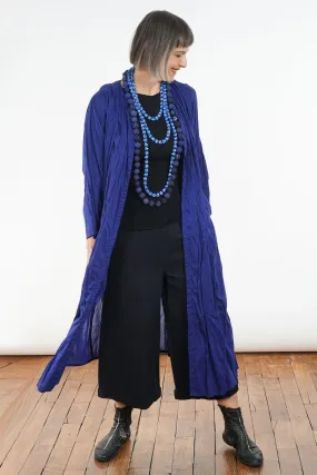 DYED COTTON SILK HEAVY VOILE WAVY TUCK CROPPED SLV. DRESS - dh1434-blu -