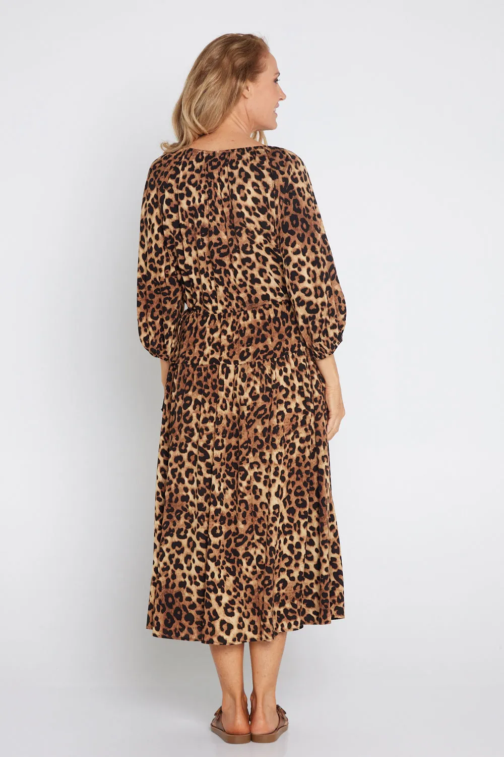 Elise Dress - Brown Leopard Print