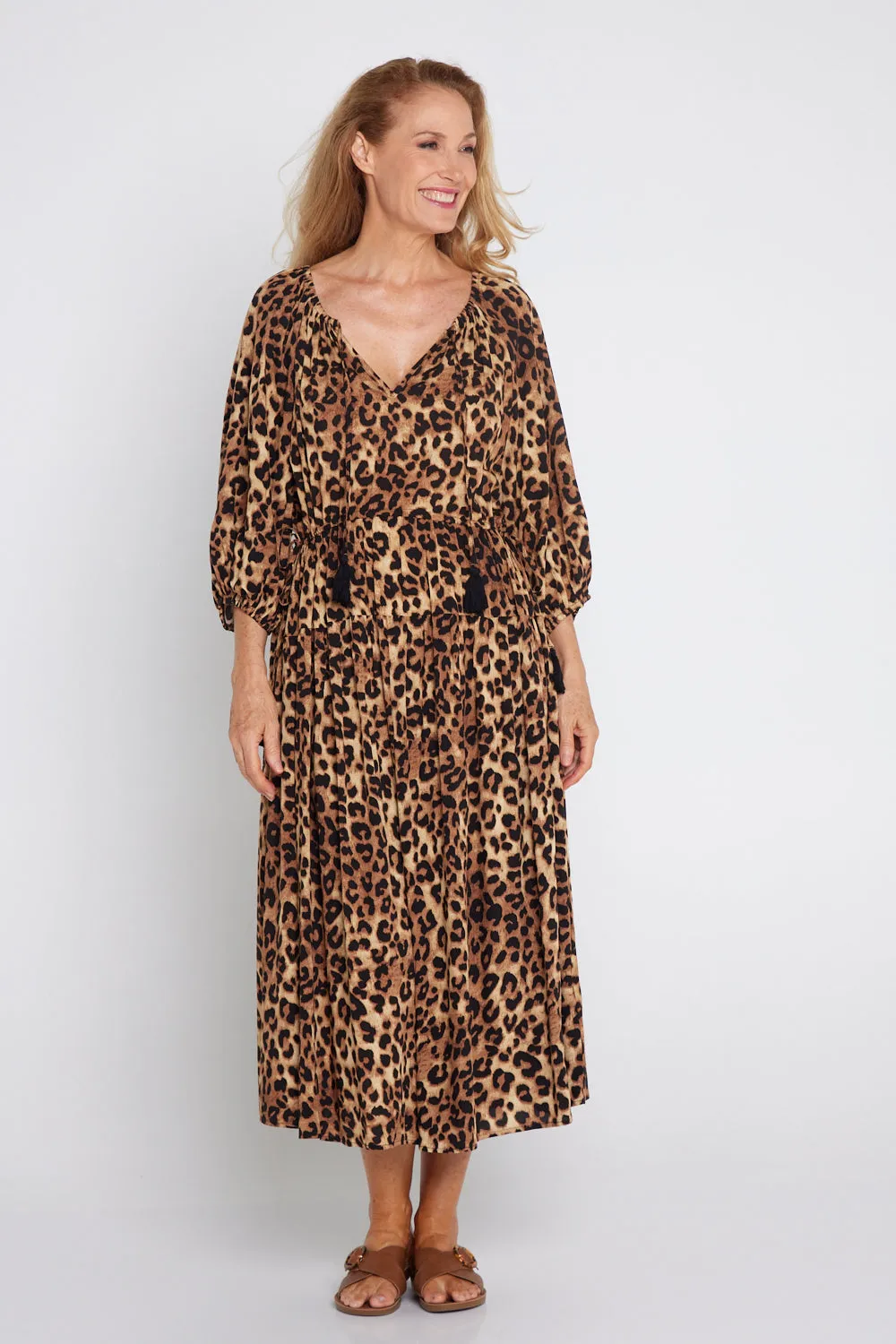 Elise Dress - Brown Leopard Print
