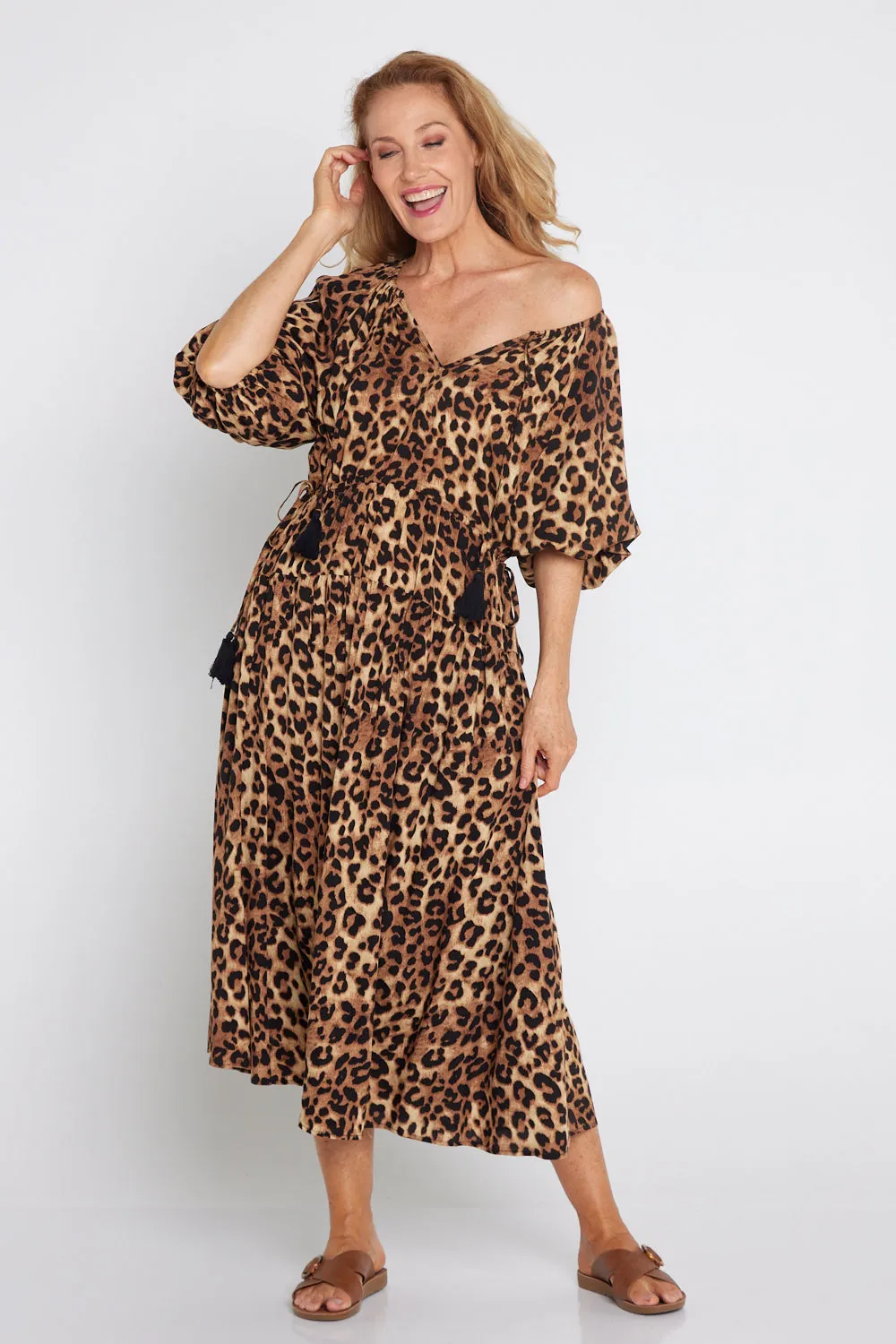 Elise Dress - Brown Leopard Print