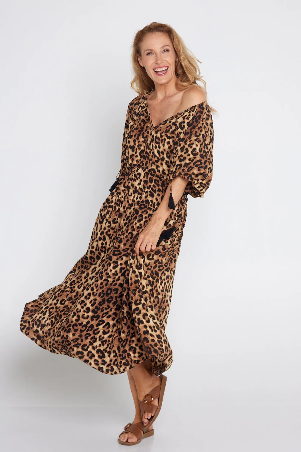 Elise Dress - Brown Leopard Print